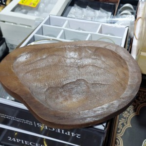 جاط تقديم فواكه خشب هندي مدور مطعوج 25 سم جاط تقديم فواكه خشب هندي مدور مطعوج 25 سم